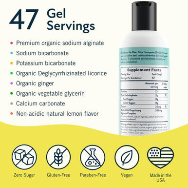 Natural Acid Reflux Relief Supplement for GERD Relief Heartburn LPR and Indigestion Relief. Natural Alginate Therapy. 47 Servings Per Bottle. Lemon Ginger Flavor. (4 Bottles)