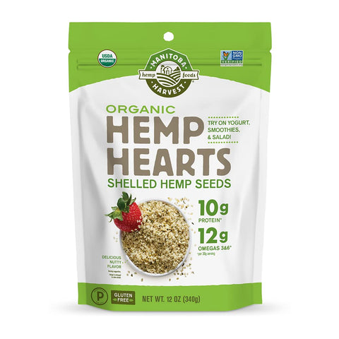 Manitoba Harvest Organic Hemp Seeds, 18oz, 10g Plant Based Protein and 12g Omega 3 & 6 per Srv, smoothies, yogurt & salad, Non-GMO, Vegan, Keto, Paleo, Gluten Free