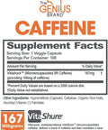 Genius Caffeine Extended Release Microencapsulated Caffeine Pills All Natural NonCrash Sustained Energy Focus Supplement Preworkout Nootropic Brain Booster For Men Women100 Count