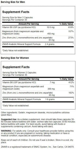 Swanson ZMA - Energy Metabolism and Muscle Recovery Support for Men and Women - Anabolic Mineral Support for Athletes Combining Zinc and Magnesium with Vitamin B6 - (90 Capsules 800mg Each) 3 Pack