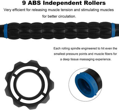 Yansyi Muscle Roller Stick For Athletes - Body Massage Stick - Release Myofascial Trigger Points Reduce Muscle Soreness Tightness Leg Cramps & Back Pain For Physical Therapy & Recovery (Blue 1)