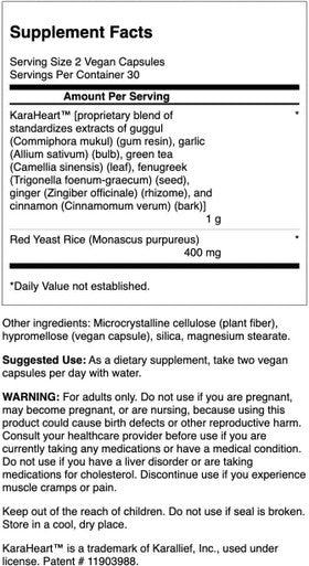 Swanson Red Yeast Rice Cholesterol Support - Featuring Karaheart 60 Vegan Caps