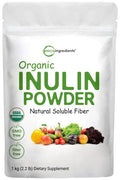 Micro Ingredients Organic Inulin FOS Powder (Jerusalem Artichoke) 2.2 Pounds (35 Ounce) Quick Water Soluble Prebiotic Intestinal Support for Colon and Gut Health Fibers for Smoothie & Drinks Vegan Friendly