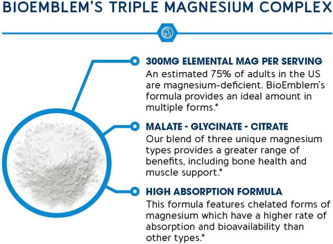 BioEmblem Triple Magnesium Complex and Vitamin D3 K2 and Joint Support