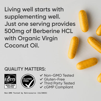 Sports Research Berberine Supplement With Coconut Oil - Herbal & Ayurvedic Metabolic Health Support - Berberine 500Mg, 90 Softgels - Gluten-Free, Non-Gmo Berberine Powder