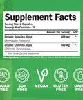Spirulina Chlorella Green Superfood Capsules. Boosts Energy, Supports Cardiovascular Health. Antioxidant Properties for Detox and Cleanse