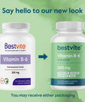 Bestvite Vitamin B-6 200mg (120 Vegetarian Capsules) - No Stearates - No Flow Agents - Vegan - Non GMO - Gluten