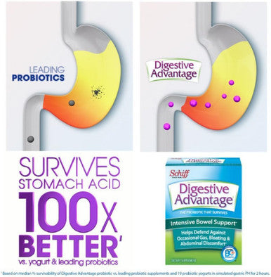 Schiff Digestive Advantage Intensive Bowel Support 32 Capsules (Pack of 2)