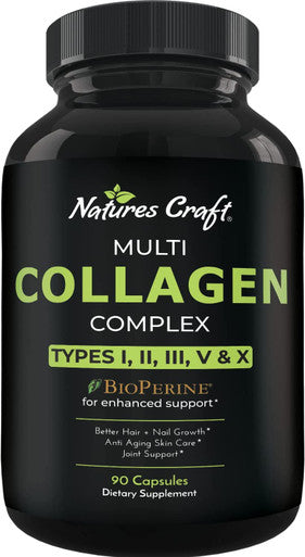 Advanced Multi Collagen Complex - Biotin and Collagen Supplement for Men and Women with BioPerine and Vitamin C - Type 1 2 3 5 & X Collagen Pills for Bone and Joint Support Hair Skin and Nails