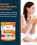 Organifi Immunity - Organic Superfood Immunity Support - 15 Single Serve Packets - Immunity Powder For T Cell Production And Upper Respiratory Health - Mushroom Beta Glucans, Vitamin C, D And Zinc