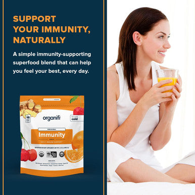 Organifi Immunity - Organic Superfood Immunity Support - 15 Single Serve Packets - Immunity Powder For T Cell Production And Upper Respiratory Health - Mushroom Beta Glucans, Vitamin C, D And Zinc