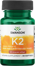 Swanson Natural Vitamin K2 (Menaquinone-7 from Natto) 50 mcg 30 Sgels