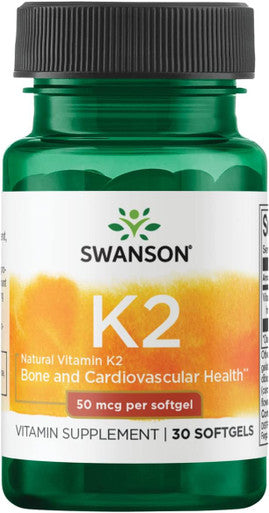 Swanson Natural Vitamin K2 (Menaquinone-7 from Natto) 50 mcg 30 Sgels