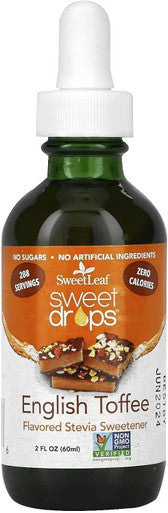 Sweetleaf Sweet Drops - Flavored Stevia Liquid Sweetener Organic Stevia Extract Zero Calories Gluten Keto Friendly Non GMO Natural Flavor - English Toffee 2 Fl Oz (Pack of 1)