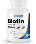 Nutricost Biotin (5,000mcg) with Virgin Organic Coconut Oil 150 Softgels - Gluten Free, Non-GMO