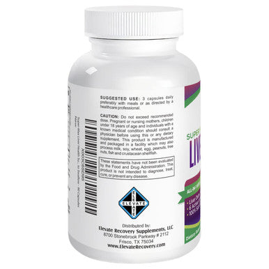 Elevate Recovery Supplements Liver Health Support Supplement (All-In-1) With 6 Active Ingredients - Natural Liver Detox Cleanse - Liver Supplements - 90 Capsules