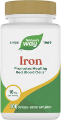 NatureS Way Iron Promotes Healthy Red Blood Cells 18 Mg From Iron Gluconate Per Serving Gluten 100 Capsules (Packaging May Vary)