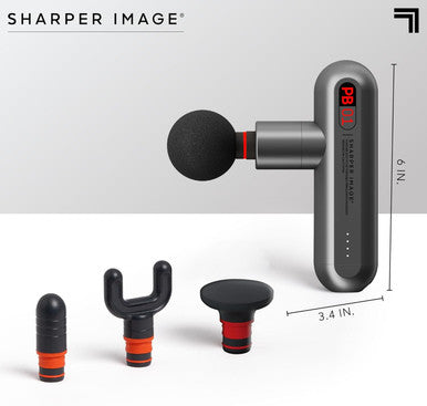 Sharper Image Deep Tissue Portable Percussion Massage Gun, Powerboost Move Full Body, Back & Neck Muscle Massager With 4 Attachments - Handheld Rechargeable Electric Massage Gun For Athletes