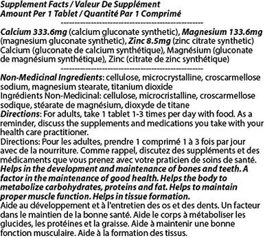 Calcium Zinc Magnesium 476mg 90 Tablets [1 bottle] by Total Natural, Safe and Natural Join Support Health Supplement for Men and Women, GMP Premium Ingredients