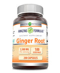 Amazing Formulas Ginger Root 4:1 Supplement | 1500 Mg Per Serving | 200 Capsules Supplement | Non-Gmo | Gluten Free | Made In Usa