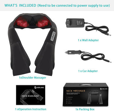 Aerlang Shiatsu Back And Neck Massager, Back Massager Deep Tissue Kneading Massager Neck And Shoulder Massager With Heat, Electric 4D Massage Pillow Fathers Day Dad Gifts From Daughter(Not Cordless)