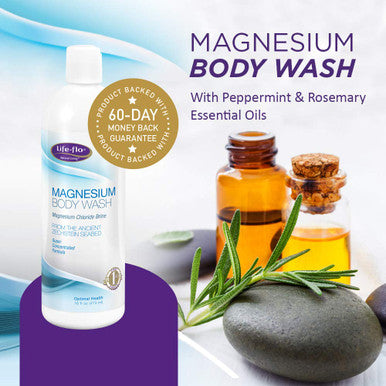 Life-flo Magnesium Body Wash with Peppermint and Rosemary Essential Oils | Helps Moisturize & Soften Skin with Magnesium from Zechstein Seabed | 16 oz