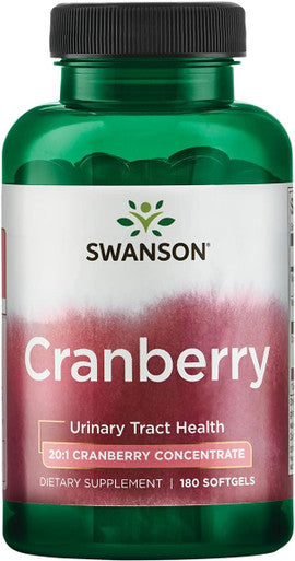 Swanson Cranberry - Supports Urinary Tract Health Bladder Control and Promotes Healthy Kidney Function - Cranberry Supplement Made with 20:1 Cranberry Juice Concentrate - (180 Softgels)
