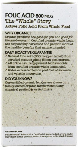 FUTUREBIOTICS CERTORGNCFOLICACIDLEMON120VT 120 VEGITABS