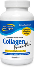 North American Herb Spice Collagen PowerPlus 90 Capsules Collagen Supplement Joint Muscle Support Healthy Hair Skin Nails Bromelain Papain Vitamin C NonGMO 30 Servings
