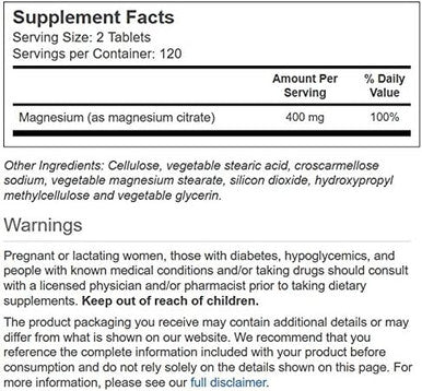 Vitacost Magnesium Citrate - 400 Mg - 240 Tablets