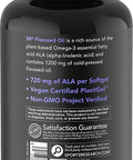 Vegan Flaxseed Oil 1200mg Herbal Supplement with PlantBased ALA Omega 3 Vegan NonGMO Project Verified Gluten Soy Carrageenan 180 Veggie softgels