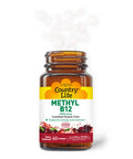 Country Life Methyl B12 Supports Energy & Stamina 1000Mcg 60 Lozenges Certified Gluten Free Certified Vegan