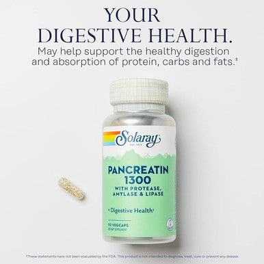 SOLARAY Pancreatin Supplement 1300 mg 90 Count
