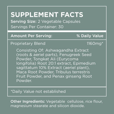 Pure For Men T-Support Supplement Vegetarian Total Support For Men With Maca, Vitamin D, & Ashwagandha, Muscle Health Endurance, Strength, Focus, & Energy Support 60 Capsules