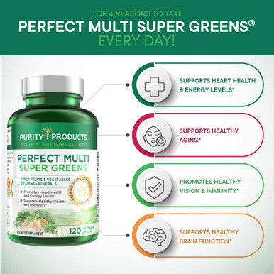 Purity Products Perfect Multi Super Greens Dietary Supplement Health Nutrition 120 Count