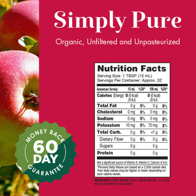 Dynamic Health Certified Organic Raw Apple Cider Vinegar with Mother Unfiltered 16 FL OZ