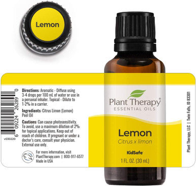 Lemon Essential Oil. 30 ml (1 oz). 100% Pure, Undiluted, Therapeutic Grade.