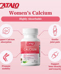 CATALO Womens Calcium Support Strong Bone and Delay Bone Loss Promote Joint Mobility 600mg Plant Based clinically Proven Algae Calcium per Serving with Vitamin D3 60 Tablets