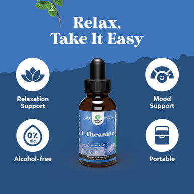Natures Craft High Absorption L-Theanine Liquid Drops - Nootropic Focus Supplement with L Theanine 200mg Per Serving and Chamomile Extract - L Theanine Supplement for Adults and Kids Relaxation and Focus - 2oz