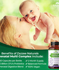 Zazzee Extra Strength Prenatal Multi Complex, 120 Vegan Capsules, Enhanced With Mk7, 10 Billion Cfu 13-Strain Probiotic Blend