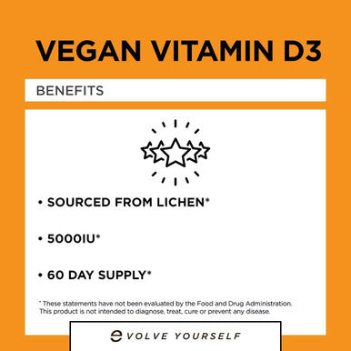Selfevolve Vegan Vitamin D3 5000 IU Supplement - Pure High Potency D3 Vitamin 5000 IU Supplements for Immune Health & Strong Bones Support - 120 Capsules Providing a 2-Month Supply of Vit D3