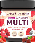 Llama Naturals Multivitamin for Women Vegan Organic Gummies with Vitamin D C and K Women's Real Fruit Gummy Vitamins Chewable Multivitamin Supplement No Added Sugar Cane Strawberry 120 Ct