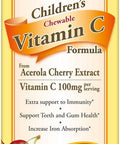 CATALO Childrens Vitamin C Formula Immunity Support with 100mg Vitamin C from Acerola Cherry Extract 60 Chewable Orange and Pineapple Flavor Tablets