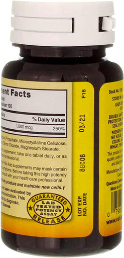 Swanson Nature's Blend Folic Acid 1000 mcg 100 Tablets