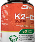NutriFlair Vitamins D3 (5000iu/125mcg) + K2 (as Mk7) - Made with Plant-Based Ingredients Plus BioPerine Black Extract, 90 Capsules - Supports Healthy Immune, Heart and Health - Non-GMO Pills