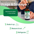 Liquidhealth Nascent Iodine Organic Liquid Liquid Iodine Drops Pure Iodine Supplement Thyroid Support & Immune Support Energy Supplement USDA Organic Vegan Colorless Tasteless Tincture