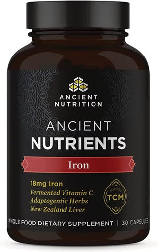 Iron Supplement By Ancient Nutrition, 18Mg Per Serving, Supports Response To Fatigue And Stress, Adaptogenic Herbs, Enzyme Activated, Paleo & Keto Friendly, 30 Capsules