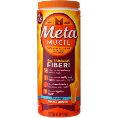 Metamucil Multihealth Fiber Powder, Sugar Free, Orange Smooth 15 Oz