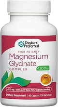 DOCTORS PREFERRED High Potency Magnesium Glycinate Complex DoctorDeveloped Formula for Heart Health Mood Support and More 420 mg per Serving 30Day Supply