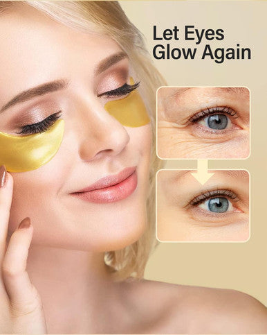 Komoko 30-Pairs 24K Gold Under Eye Patches Skin Care Golden Under Eye Mask Anti-Aging Collagen & Amino Acid Eye Mask For Removing Dark Circles Puffiness And Wrinkles Refresh Your Under Eye Skin
